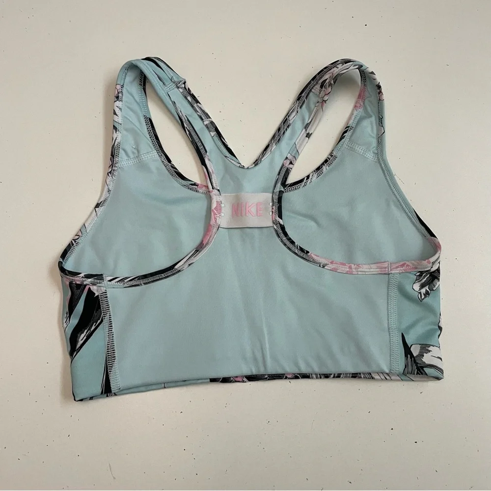 Nike Sports Bra Dri Fit Racerback Floral Logo Athletic Blue Pink White Black